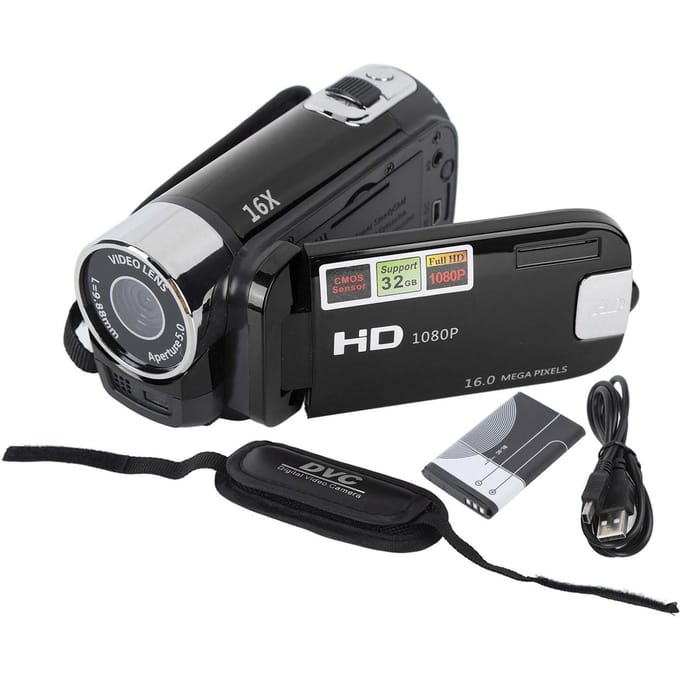 4K 48MP DV-camera, 2,7 inch TFT draaibaar scherm, 16x digitale zoom, videocamera met USB-kabel zwart