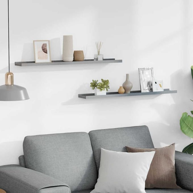 vidaXL - Fotoplanken - 2 - st - 80x9x3 - cm - MDF - grijs