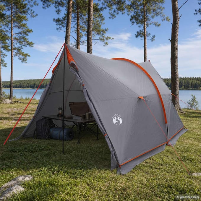 vidaXL Waterdichte Tent Grijs en Oranje 185T Polyester met PU Coating