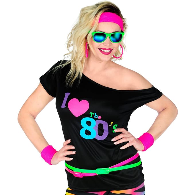 Disco shirt dames 80's neon