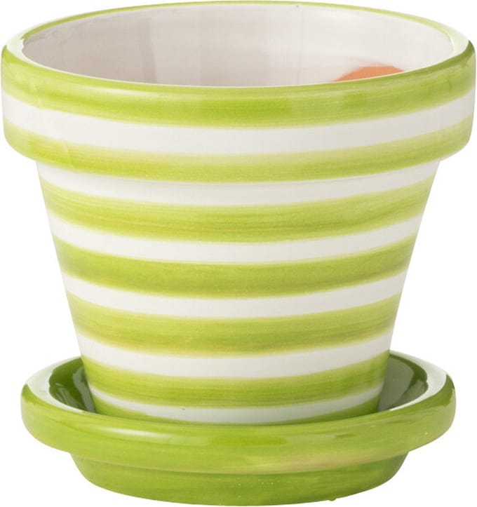 J-Line bloempot Granada Stripes Handmade + Painted - keramiek - groen - extra small - Ø 17 cm
