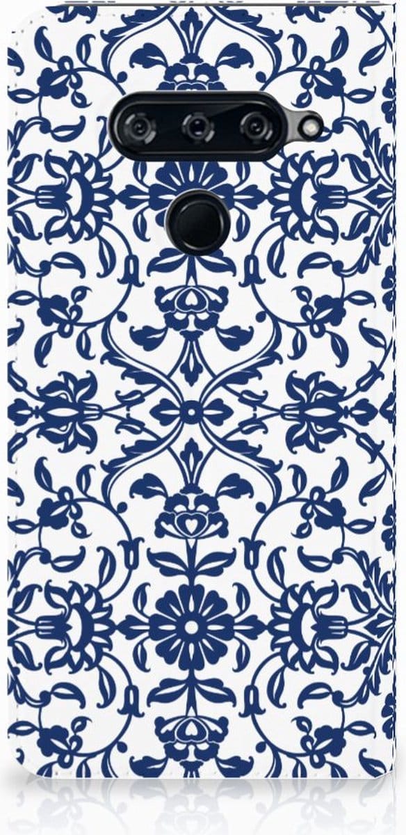LG V40 Thinq Smart Cover Flower Blue
