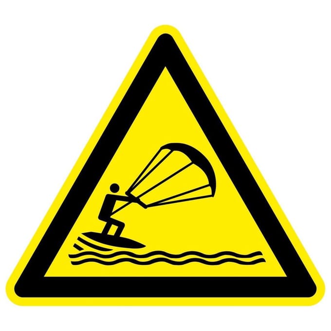 Waarschuwingssticker kitesurfers - ISO 7010 - W062 200 mm
