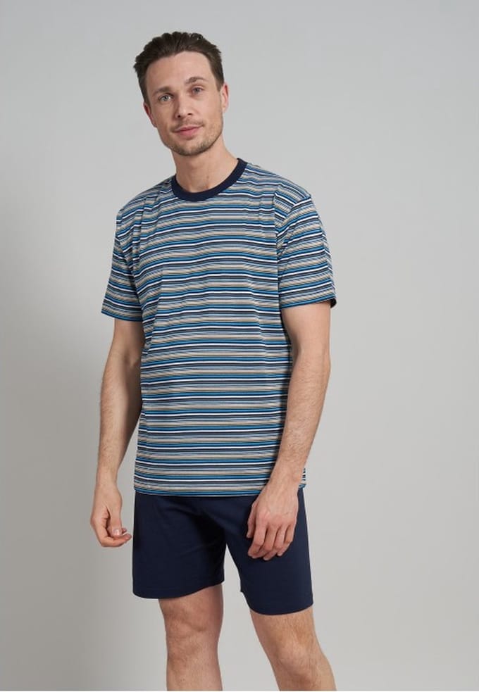 Gotzburg heren shortama - blauw gestreept