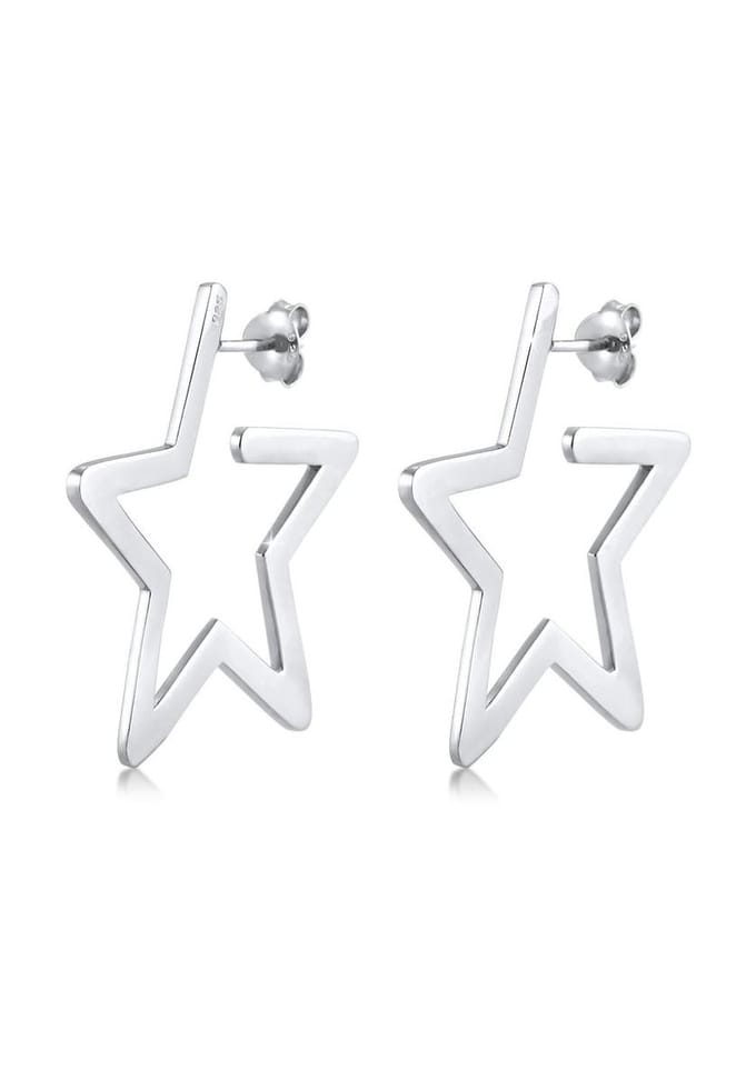 Elli Dames Oorbellen Dames oorringen Ster Uitgesneden Astro Basic van 925 Sterling Zilver