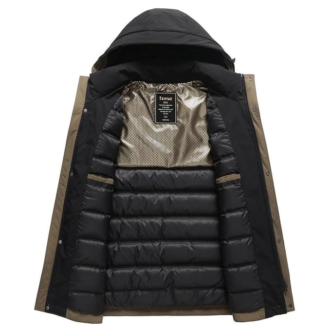 Buiten Drie-proof Jas met Capuchon Winter Nieuw Witte Eendendons Heren Middellange Donsjas 4XL black