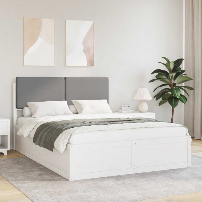 vidaXL - Bedframe - met - Gevoerde - Hoofdbord - Lichtgrijs - 160 - x - 200 - cm