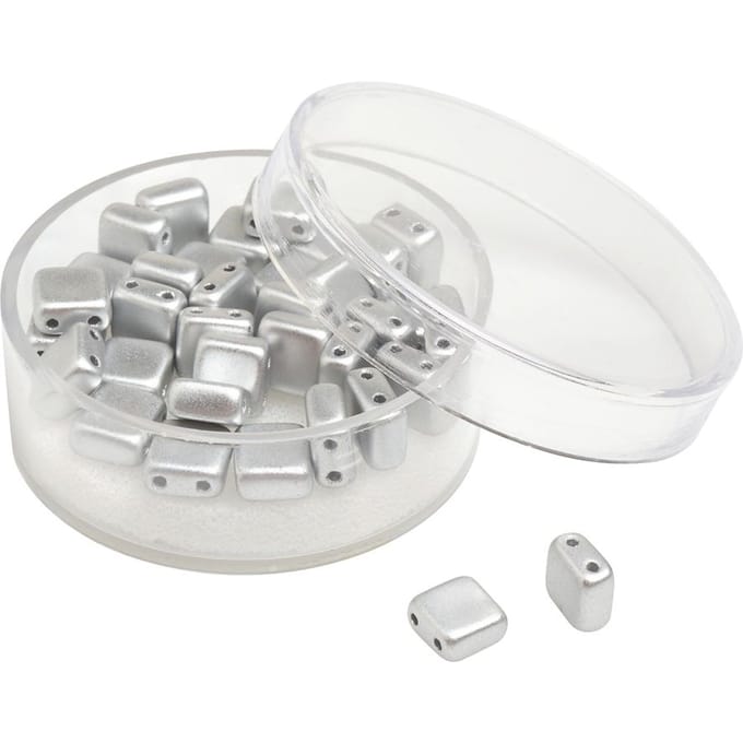 Glaskraal "Vierkant", 35 stuks - Zilver
