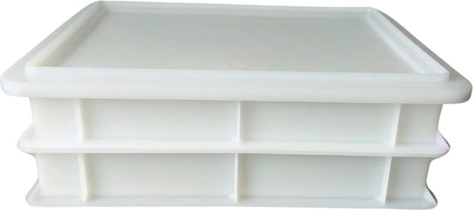 2 x Deegkrat - Pizza deegbakken 40x30x7cm wit met 1 deksel - Genus Dei