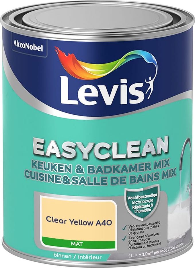 Levis - Easyclean Keuken & Badkamer Mix - Clear Yellow A40 - Mengverf - 1 L