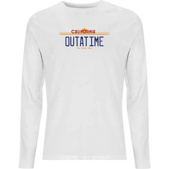 Back To The Future Outatime Plate Men's Long Sleeve T-Shirt - White - M