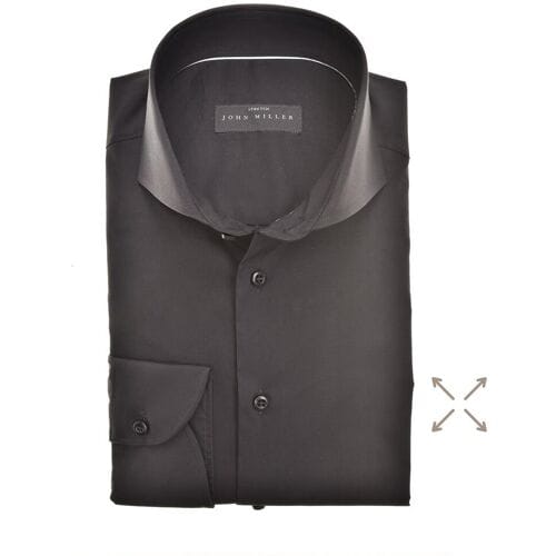 John Miller Overhemd Slim Stretch Uni Zwart / male
