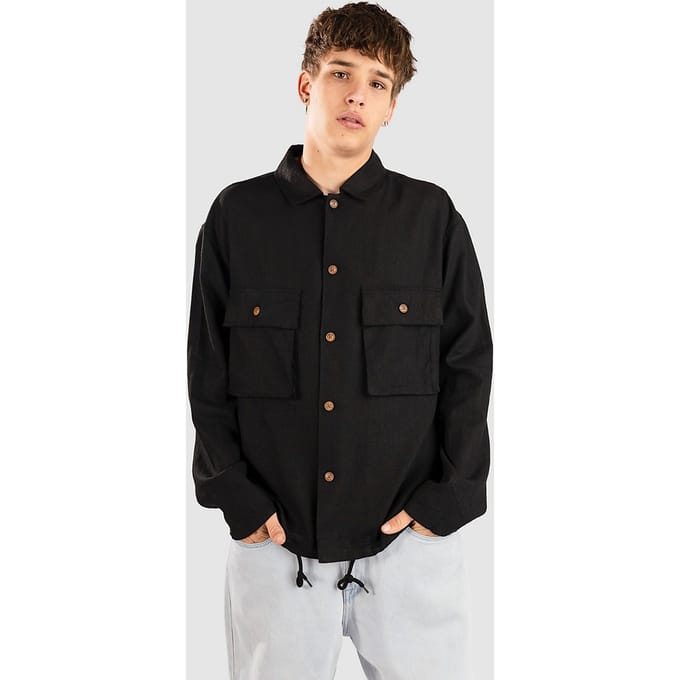 Anerkjendt Akotto Cot-Linen-Vis Overshirt Jas zwart