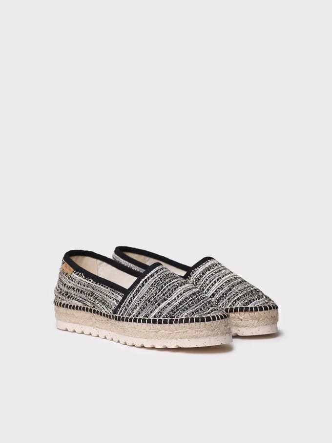 Platte espadrilles voor dames van glitterstof | ALMA-CL