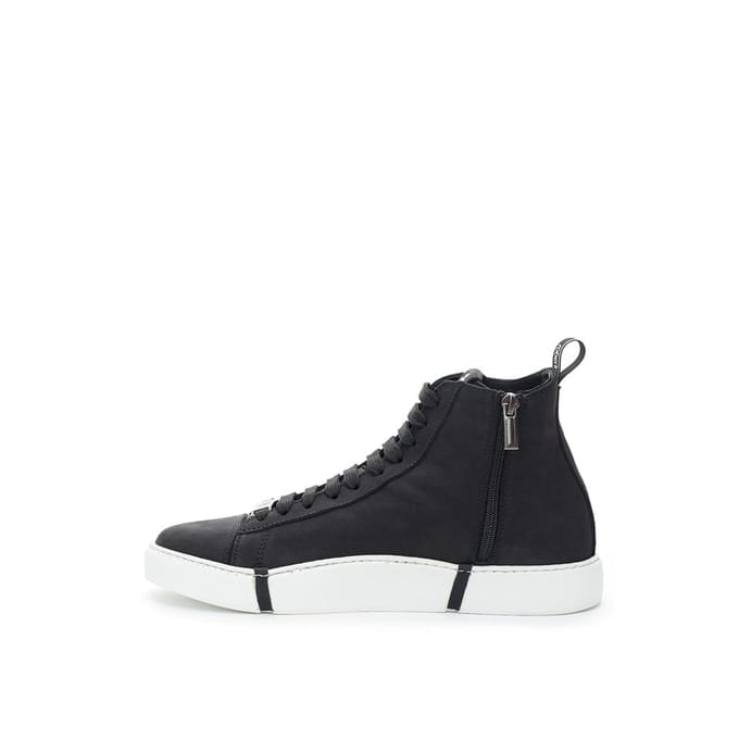 Roberto Cavalli Zwarte Suède Leren Hoge Sneakers
