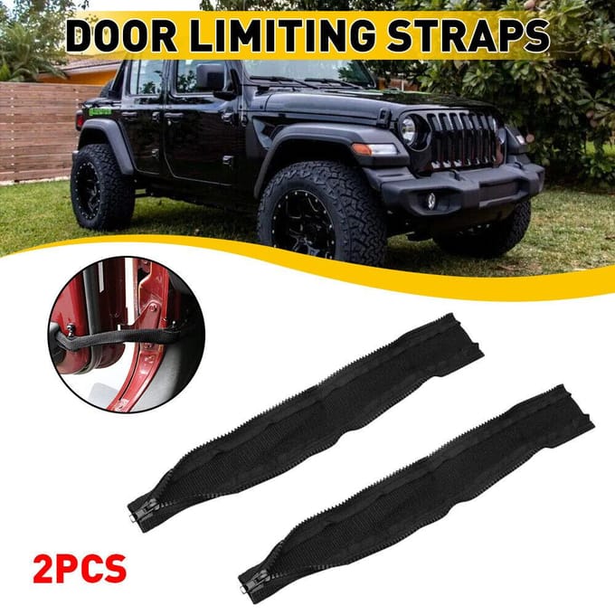 Sangles de limitation de porte pour Jeep Wrangler JK JKU, sangle de porte avec fermeture éclair, noire, 2 pièces yellow