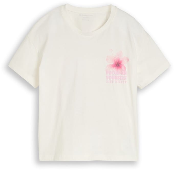 Tom Tailor - Oversized T-shirt met print op de rug - Maat 128 - Whisper White