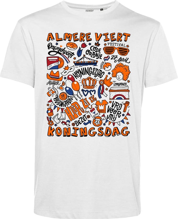 T-shirt Almere Oranjekoorts | Wit | maat S