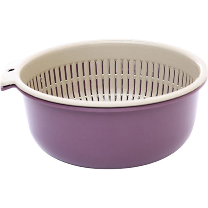 Keukenzeef Vergiet Kom Set Dubbele Laag Plastic Fruit Groente Wasmand Afdruipkommen Small beige