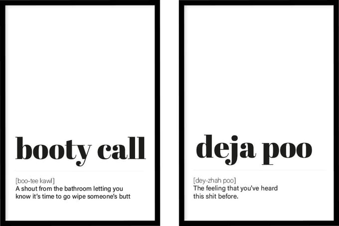 Poster Booty Call en Deja Poo - WC Posters - Exclusief lijsten - 21x30 cm - A4 - WALLLL