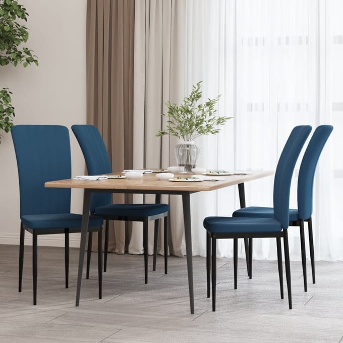 vidaXL - Eetkamerstoelen - 4 - st - fluweel - blauw