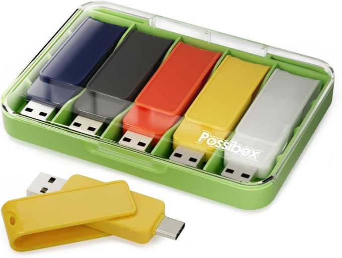USB C & USB A 2-in-1 Flash Drive 64GB Hoge Snelheid USB 3.0 Geheugenstick Dual Plug - 5 Stuks
