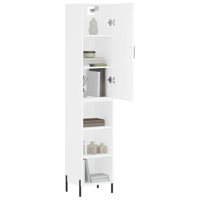 vidaXL - Hoge - kast - 34,5x34x180 - cm - bewerkt - hout - wit