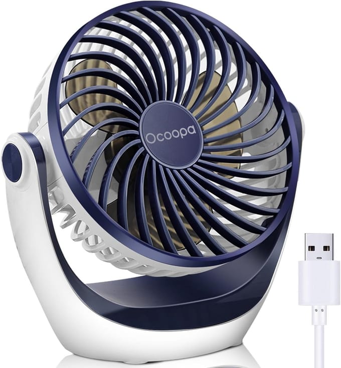 USB Tafelventilator – Sterke Luchtstroom – 3 Snelheden – 360° Draaibaar – Stil – Compact Design