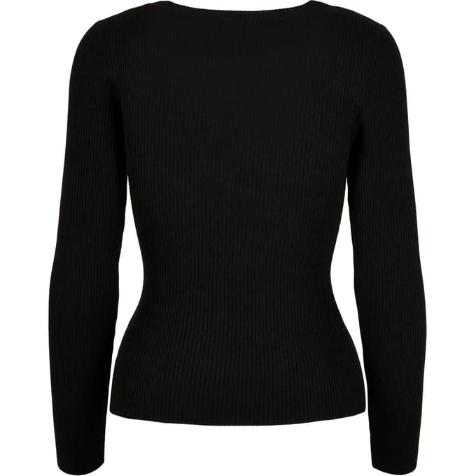 Urban Classics Wide Neckline Dames Sweatshirts - zwart - L