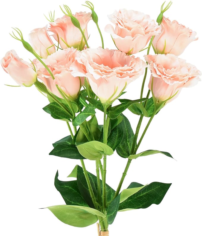 Kunstbloemen Eustoma Lisianthus roze 52cm 5 st