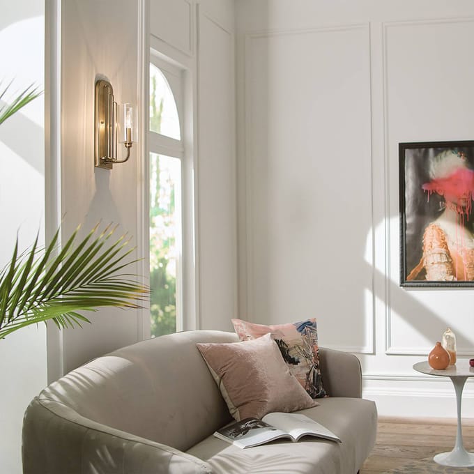 Kichler LED Wandlamp Kimrose | 1X E14 Max 40W | Brushed Natural Brass
