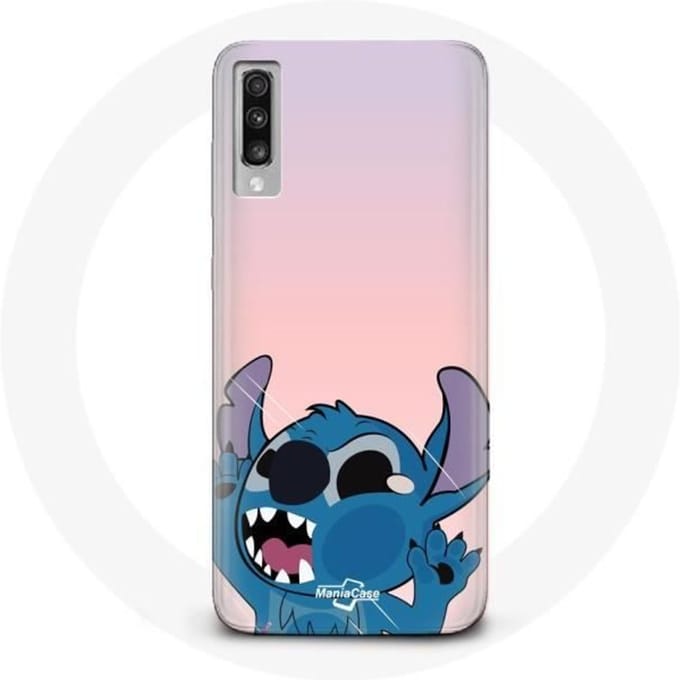 Coque - Samsung - Galaxy A70 - Souple - Rose - Stitch le Nez en l'air rose