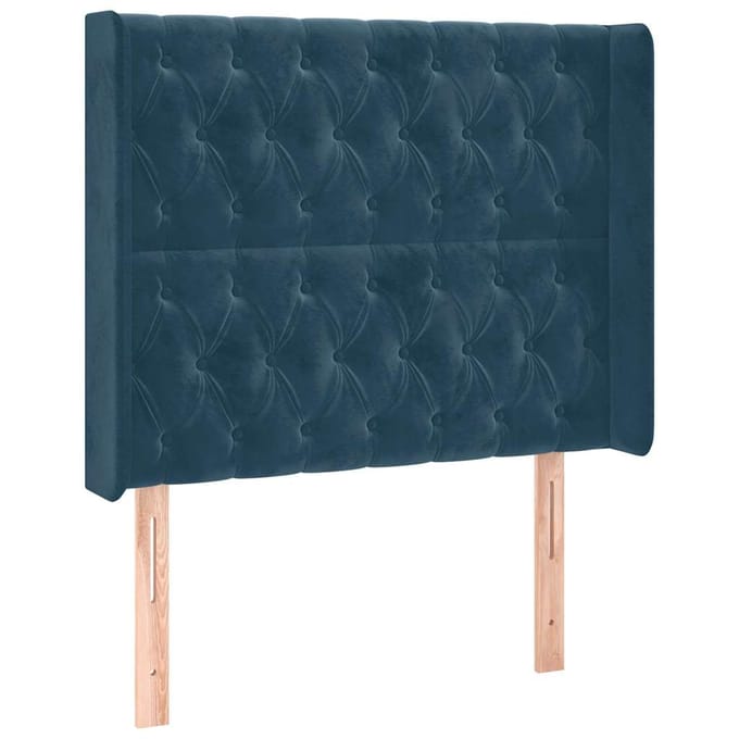 vidaXL - Hoofdbord - LED - 93x16x118/128 - cm - fluweel - donkerblauw