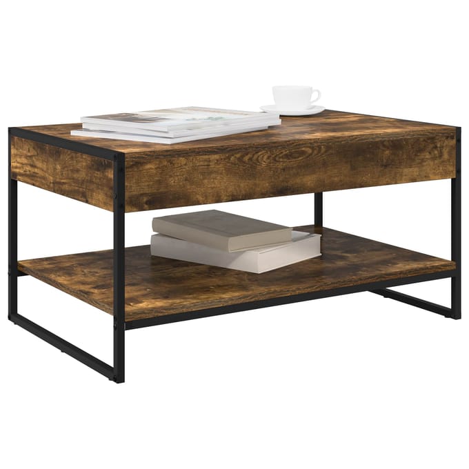 vidaXL - Salontafel - Rook - Eik - 80 - x - 50 - x - 40 - cm - Bewerkt - hout
