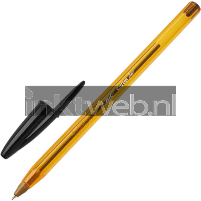 Bic Cristal Fine Serie - Zwarte Balpen - 1 mm - Kunststof Behuizing - Slank Ontwerp