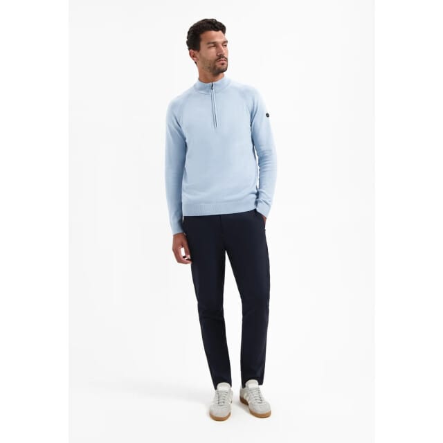 No Excess Pullover Half Zip High Collar Solid Dusty Blue Size: L | Sweaters Outlet | Heren | Blauw