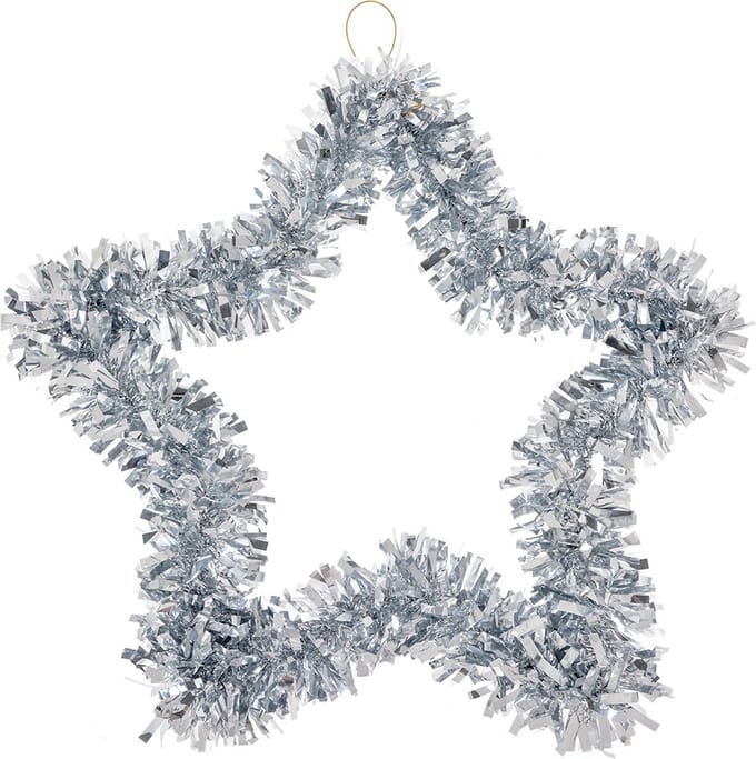 Clayre & Eef Kerstdecoratie Ster 45x2x45 cm Zilverkleurig Kunststof