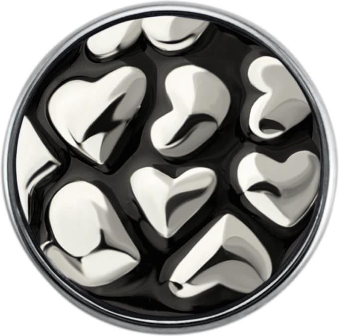Quiges - Dames Click Button Drukknoop 18mm Hartjes Zwart - EBCM204