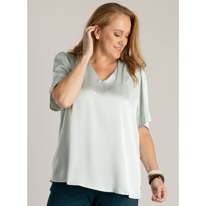 YEST CURVE Tjitske Essential Tops - Mint Grey - maat X-0(44)