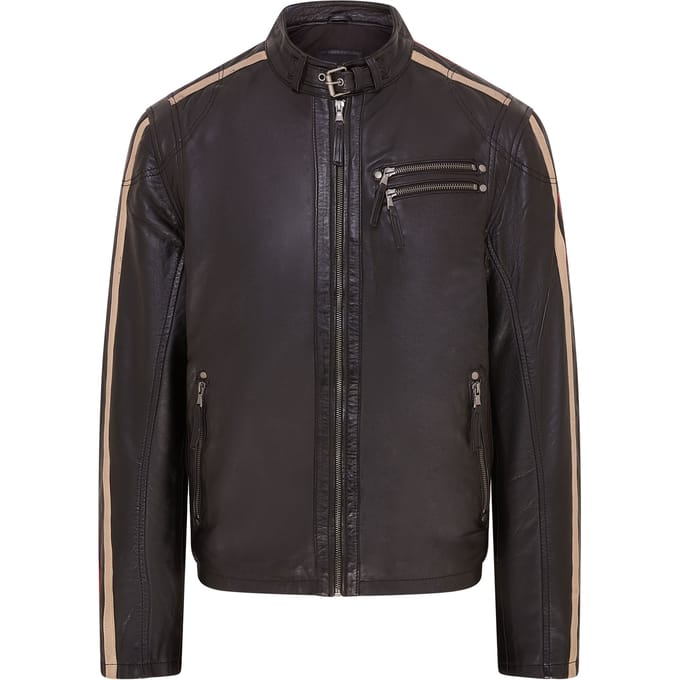 Heren gestreepte Cafe Racer Biker leren jas - Alta