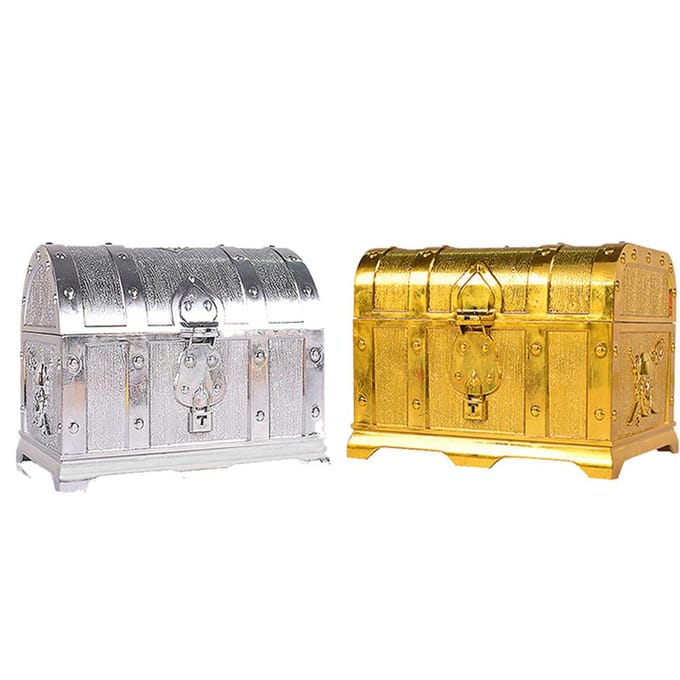 Plastic Piraten Schatkist Sieraden Opbergdoos Organizer Make-up Geschenkdoos Snoepdoos goud