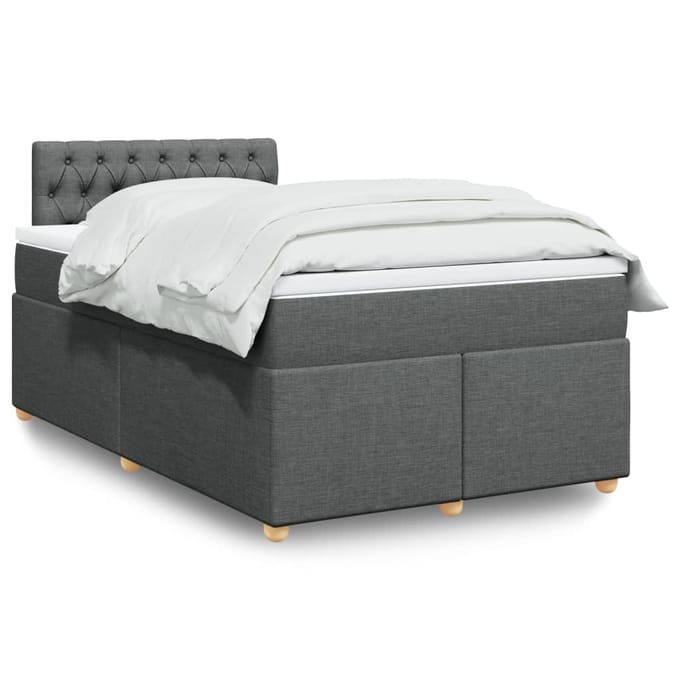 vidaXL - Boxspring - met - matras - stof - donkergrijs - 120x190 - cm