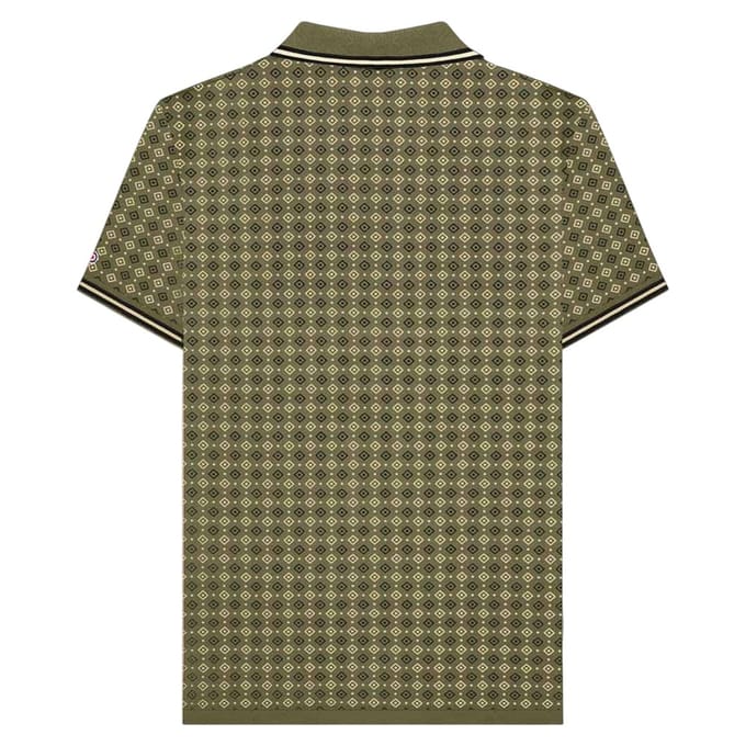Lambretta Heren SS25 Geometrisch Poloshirt (Kaki Groen)