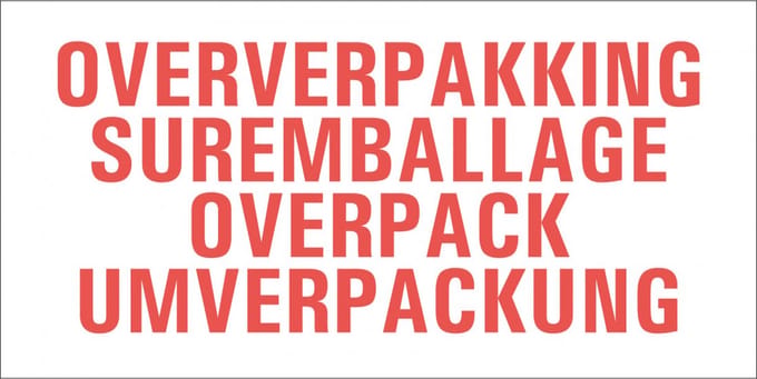 Oververpakking sticker 4-talig 100 x 50 mm