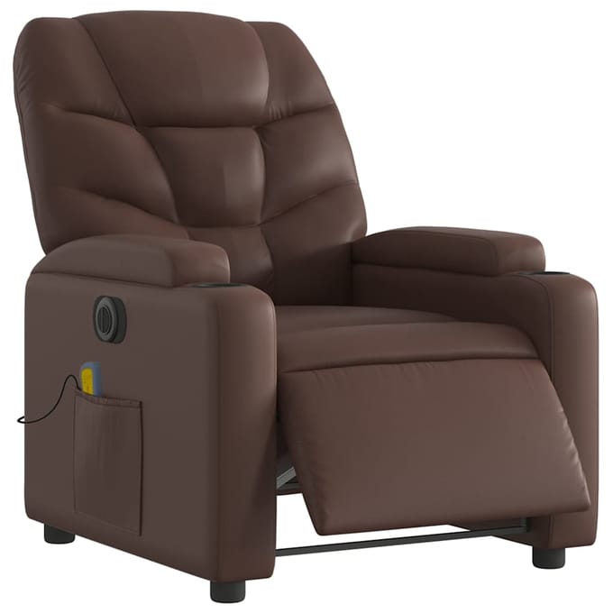 vidaXL - Massagestoel - verstelbaar - elektrisch - kunstleer - bruin
