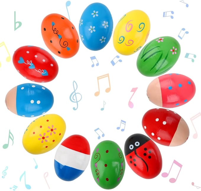 Houten Eierschudders - Maracas Percussie - Muziek Maken - Set van 12 - 1x1x1 cm