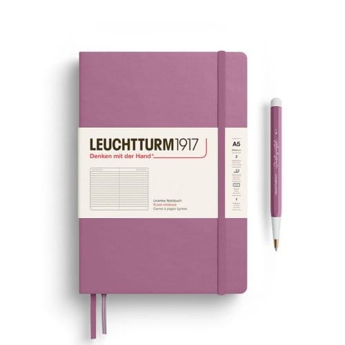 Leuchtturm1917 notitieboekje, hardcover, medium a5, gelinieerd, oud roze