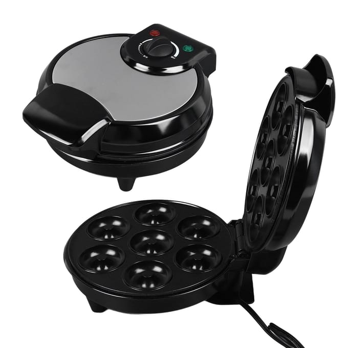 1200W Mini Donut Maker Machine Maak 7 Donuts Instelbare Temperatuur Anti-aanbak Pannenkoekenmaker L black