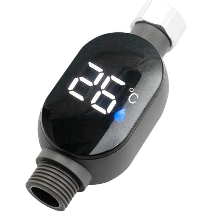Thermomètre de salle de bain LED Noir 0-99°C Compteur numérique de température de l'eau de douche Mesure précise pour la maison black