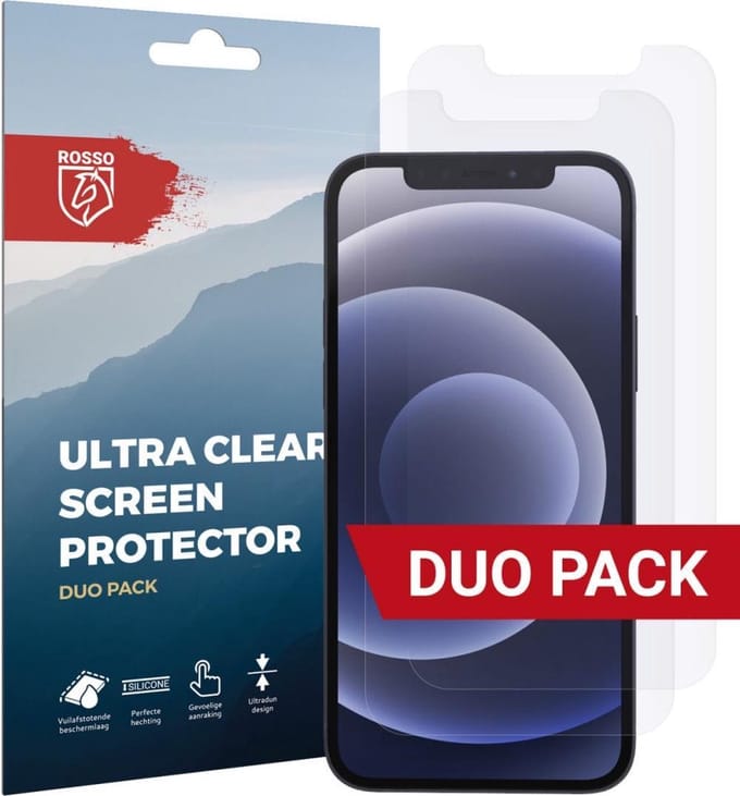 Rosso Screen Protector Geschikt voor Apple iPhone 12 / 12 Pro Ultra Clear Duo Pack